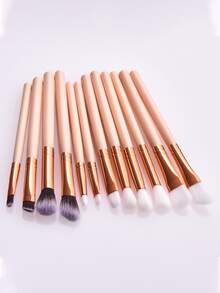 12pcs Two Tone Wooden Eye Makeup Brush Set,Brush Set,Makeup Brush Kit,Make Up Brush Set,Make Up Set Complete,Makeup Brush Set,Complete Makeup Kit,Brush Kit,Brushes Makeup Set,Makeup Gift Set,Set - Baby Pink - View 2