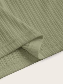 SHEIN MOD Solid Rib-knit Tank Dress - Lime Green - View 4