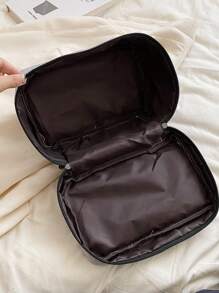 Washing Toiletry Bag Men's Handbag for Sports Business and Travel Storage Bag, Men Letter Patch Decor Clutch Bag Square Bag Envelope Bag Underarm Bag - Black - View 4