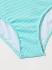 Conjunto de bikini con volantes y falda de playa para niña preadolescente, verano playa - Azul menta - Ver 4
