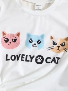 SHEIN Toddler Girls Cartoon Graphic Tee & Trousers - Multicolor - View 4