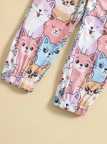 SHEIN Toddler Girls Cartoon Graphic Tee & Trousers - Multicolor - View 6