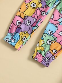 SHEIN Toddler Girls Cartoon Graphic Tee & Trousers - Multicolor - View 5