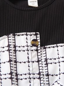 小女童格紋印花繫腰帶洋裝