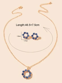 3pcs/set Rhinestone Decor Jewelry Set - Blue - View 3