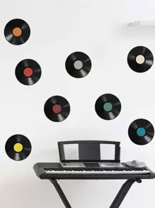 8pcs/Set PVC Wall Sticker, Modernist Music Disc Design Wall Decal For Home,Stickers,Wall Decal, Vinyl Decal For Home Decorations,Spring Decoration Items Refresh Your Home,Rama Decoration Stickers Gifts Birthday Graduation - Multicolor - View 6