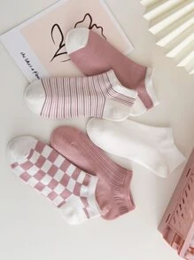 5pairs Striped Pattern Ankle Socks - Multicolor - View 5