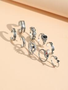 10 cái/bộ Nhẫn cổ điển - Màu Bạc Cổ - Xem 2