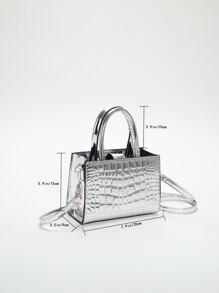 Túi đeo chéo Nữ Có thể điều chỉnh được Đôi tay cầm Giải trí - Bạc - Xem 4