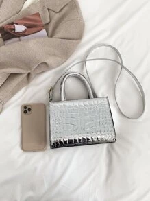 Túi đeo chéo Nữ Có thể điều chỉnh được Đôi tay cầm Giải trí - Bạc - Xem 8