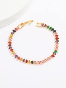 Cubic Zirconia Decor Bracelet - Multicolor - View 1