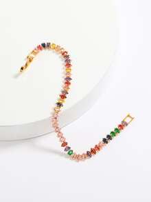 Cubic Zirconia Decor Bracelet - Multicolor - View 4