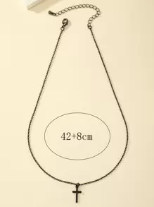 Cross Charm Necklace Goth Punk Jewelry - Black - View 4