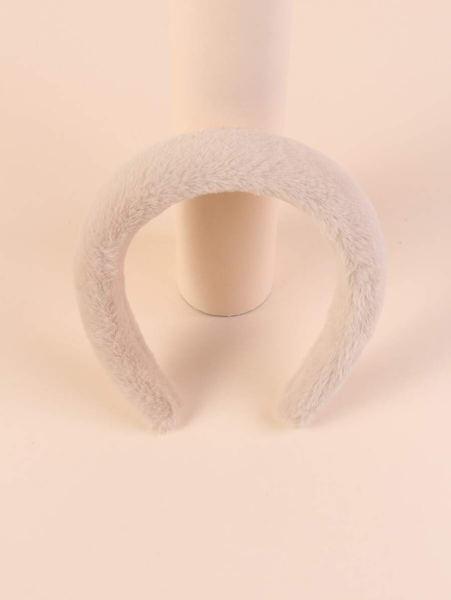 Solid Fuzzy Headband - Dusty Pink - View 1