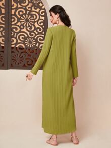 Al Najma Solid Abaya & Knot Side Dress Set - Green - View 2