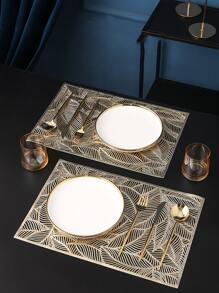 2pcs Leaf Hollow Placemat - Gold - View 1