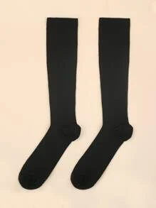 Men Solid Sports Socks - Black - View 2