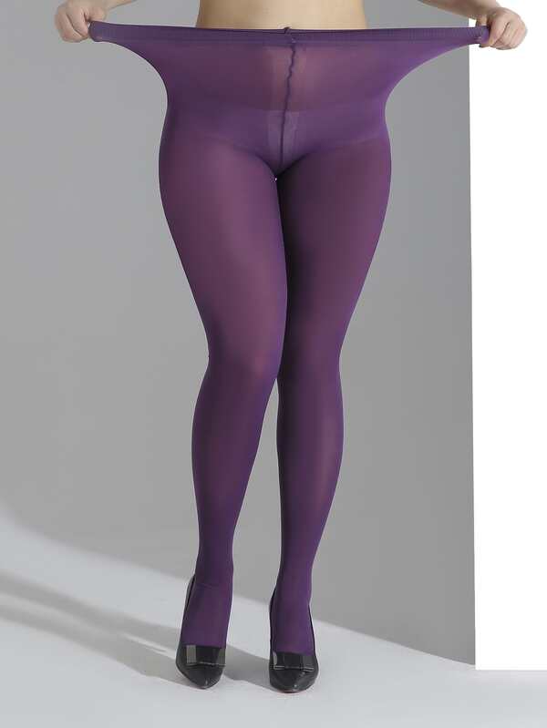 Solid Plus Sheer Tights SHEIN USA