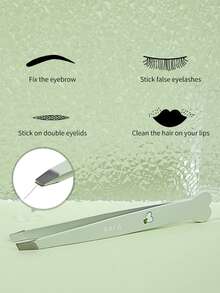 1pc Stainless Steel Eyebrow Tweezer - Green - View 2