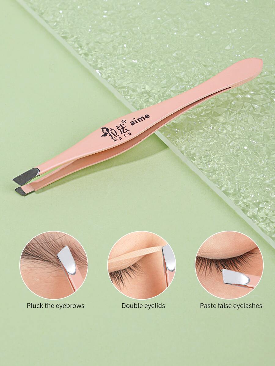 RAFA 專業眉毛拔鑷子,1入組不銹鋼粉色傾斜鑷子多功能鑷子,適合女士和男士 - 粉色 - 查看 1