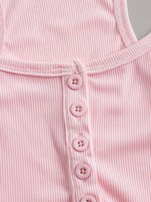 ROMWE 半扣罗纹背心，学校 - 粉色 - 查看 3