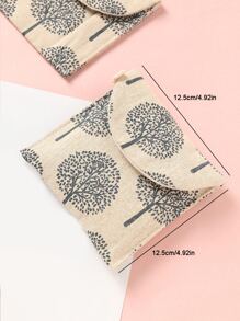 1pc Tree Print Sanitary Napkin Storage Bag, Modern Fabric Plant Print Tampon Storage Bag For Sanitary Napkin For Travel Storage Bag,Makeup Bag,Cosmetic Bag,Vacation Organizer,Large Capacity Makeup Organizer Makeup Case, For Lipstick, Brush, Skincare, Mobile Phone, Coin, Small Items, For Home,Gift,Vacation And Festival Halloween Christmas Multifunctional Use,Boho Vibes - Khaki - View 2