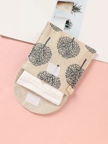 1pc Tree Print Sanitary Napkin Storage Bag, Modern Fabric Plant Print Tampon Storage Bag For Sanitary Napkin For Travel Storage Bag,Makeup Bag,Cosmetic Bag,Vacation Organizer,Large Capacity Makeup Organizer Makeup Case, For Lipstick, Brush, Skincare, Mobile Phone, Coin, Small Items, For Home,Gift,Vacation And Festival Halloween Christmas Multifunctional Use,Boho Vibes - Khaki - View 4