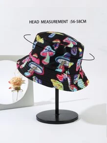 Boho風格女士蘑菇印花時尚漁夫帽 1入 - 彩色 - 查看 3