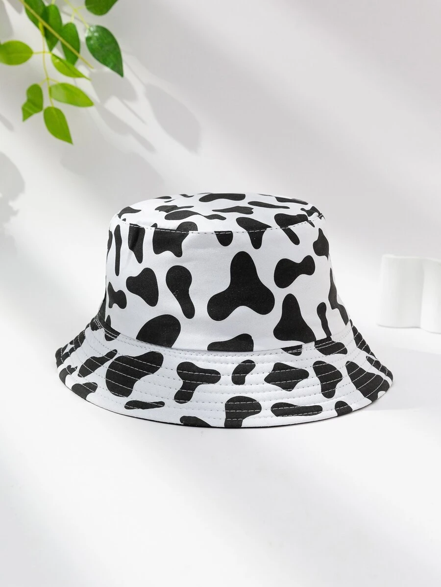 Cow Pattern Bucket Hat - Multicolor - View 1