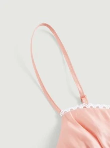 SHEIN MOD Solid Knot Front Cami Dress - Coral Pink - View 3