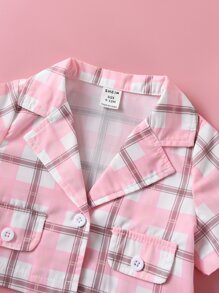 嬰兒格紋印花西裝領襯衫和百褶半身裙和吊帶上衣 - 彩色 - 查看 6