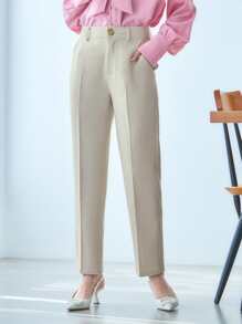 DAZY Solid Slant Pocket Suit Trousers - White - View 1