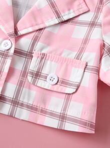 嬰兒格紋印花西裝領襯衫和百褶半身裙和吊帶上衣 - 彩色 - 查看 8