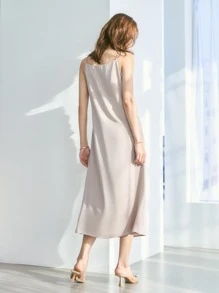 DAZY Draped Collar Cami Dress - Beige - View 6