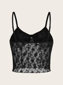 Áo khoác và áo lót dành cho xe tăng nữ Nơ Bướm Tương phản ren cắt Hình học Gợi cảm - màu đen - Xem 2