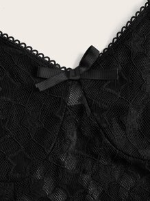 Áo khoác và áo lót dành cho xe tăng nữ Nơ Bướm Tương phản ren cắt Hình học Gợi cảm - màu đen - Xem 4