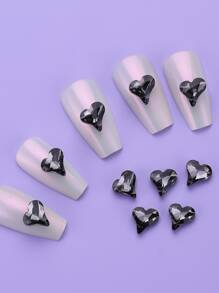 10 件裝透明灰色愛心造型美甲裝飾