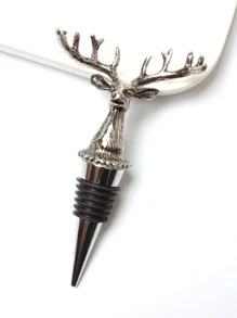 1pc Zinc Alloy Wine Stopper, Multifunction Creative Deer Design Wine Bottle Stopper For Kitchen And Bar - Silver - View 1
