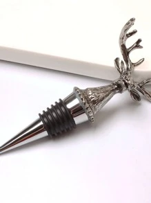 1pc Zinc Alloy Wine Stopper, Multifunction Creative Deer Design Wine Bottle Stopper For Kitchen And Bar - Silver - View 3