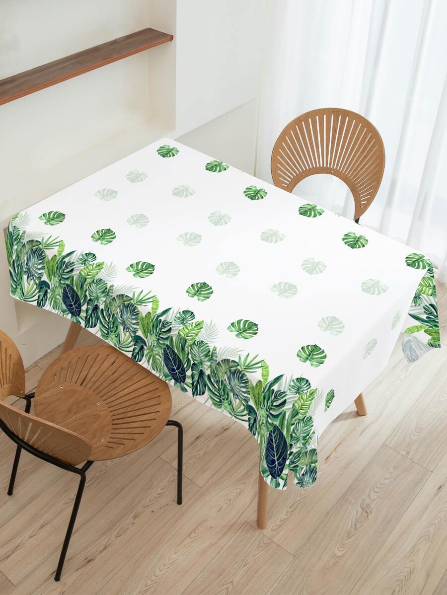 1 pieza Mantel con dibujos animados con patrón de hoja moderno poliéster decorativo para Vajilla mesa - Multicolor - Ver 1