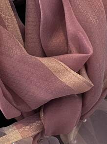 優雅假珍珠裝飾圍巾 - 藕粉色 - 查看 3