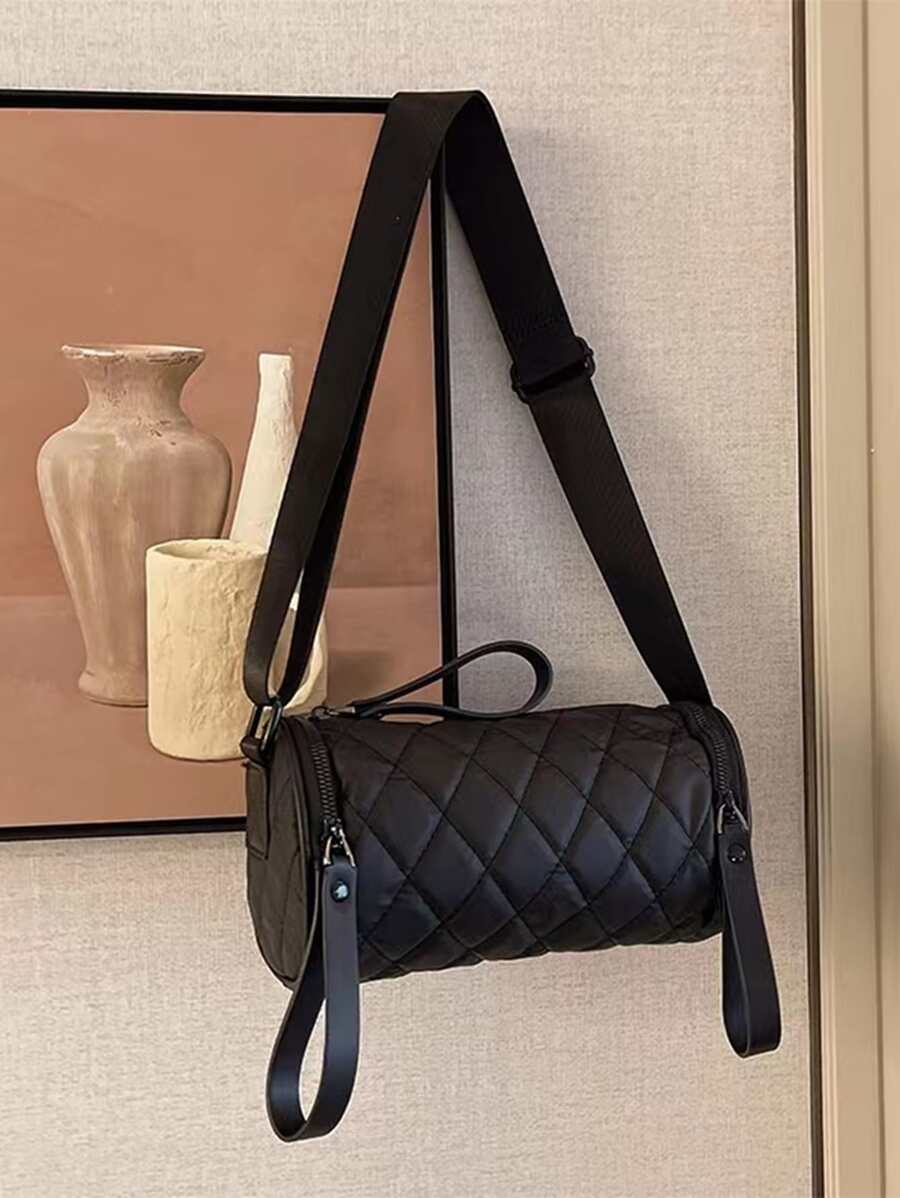 Mini Quilted Chi tiết Bucket Bag Túi đi học dành cho sinh viên tốt nghiệp, cô gái tuổi teen, sinh viên năm nhất, sinh viên năm hai, trung học cơ sở và trung học phổ thông, đại học và trung học phổ thông, hoàn hảo cho hoạt động ngoài trời, du lịch và quay lại trường học - màu đen - Xem 1