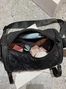 Mini Quilted Chi tiết Bucket Bag Túi đi học dành cho sinh viên tốt nghiệp, cô gái tuổi teen, sinh viên năm nhất, sinh viên năm hai, trung học cơ sở và trung học phổ thông, đại học và trung học phổ thông, hoàn hảo cho hoạt động ngoài trời, du lịch và quay lại trường học - màu đen - Xem 6