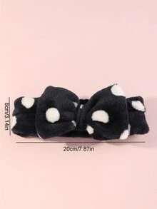 1pc Polka Dot Pattern Bath Headband - Black and White - View 4