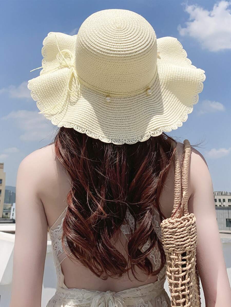 Bow Decor Straw Hat