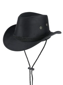 LEAJOURNO. 1 件绳状毡牛仔风格户外帽，全年适用 - 黑色 - 查看 2