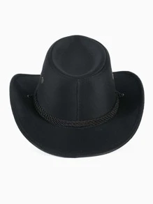 LEAJOURNO. 1 件绳状毡牛仔风格户外帽，全年适用 - 黑色 - 查看 6