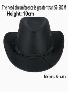 LEAJOURNO. 1 件绳状毡牛仔风格户外帽，全年适用 - 黑色 - 查看 7