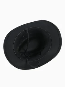 LEAJOURNO. 1 件绳状毡牛仔风格户外帽，全年适用 - 黑色 - 查看 8