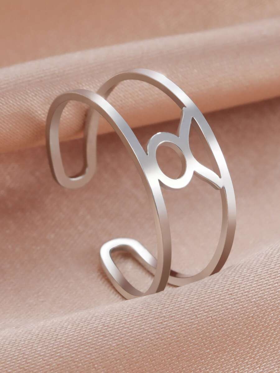 Constellation Symbol Decor Cuff Ring - Silver - View 1